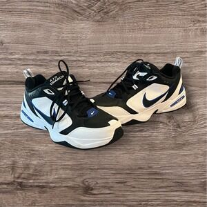 Nike Air Monarch Sneakers Mens 12 White Black Blue EUC